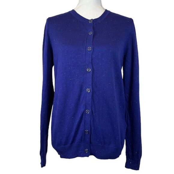 NWT Nicole Miller Button Front Cardigan Cobalt Blue with Metallic Silver Size M - Picture 2 of 12